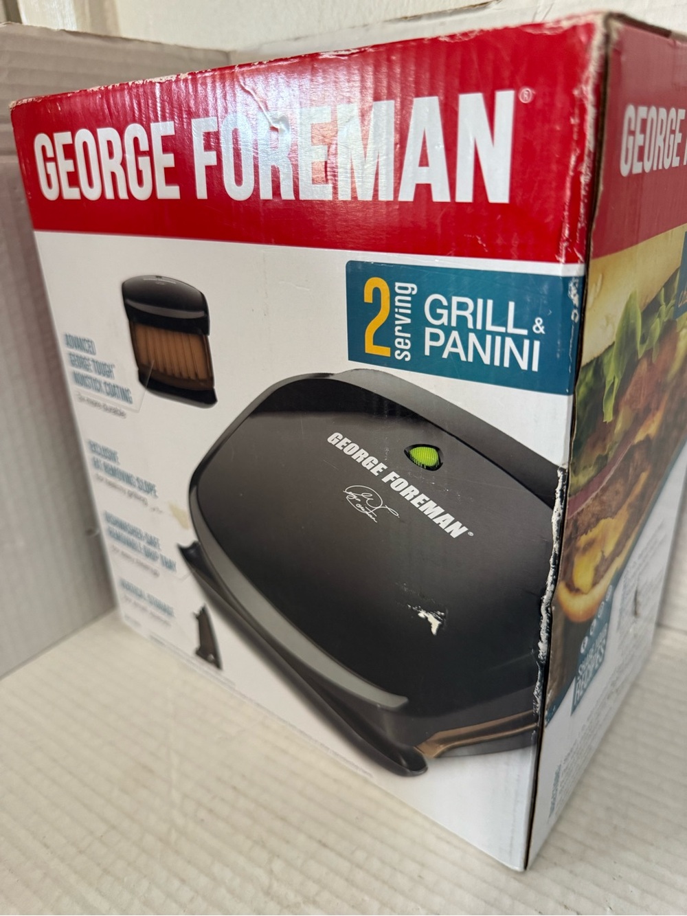 George Foreman GR136B Grill & Panini Press, Non-Stick, Fat Removing
